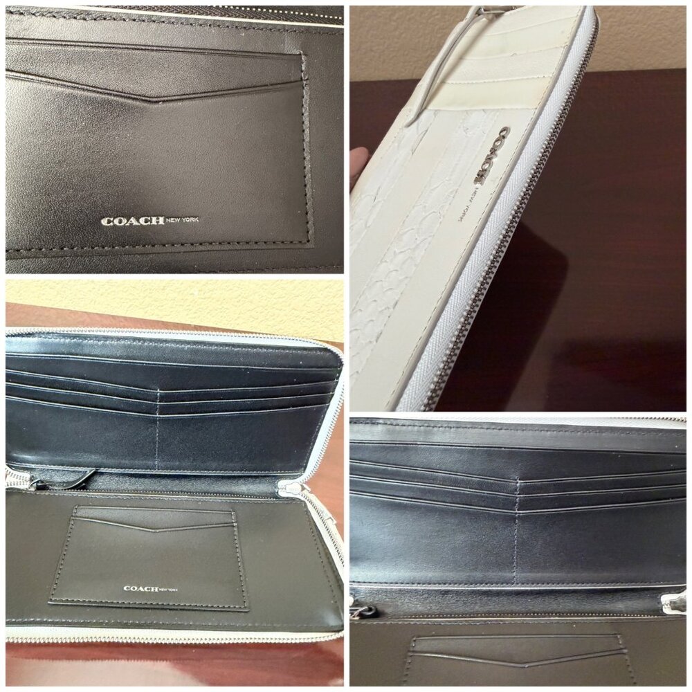 Coach Patchwork Leather Business Carryall + Matching Wallet 30476 White Snakeski - Picture 12 of 16